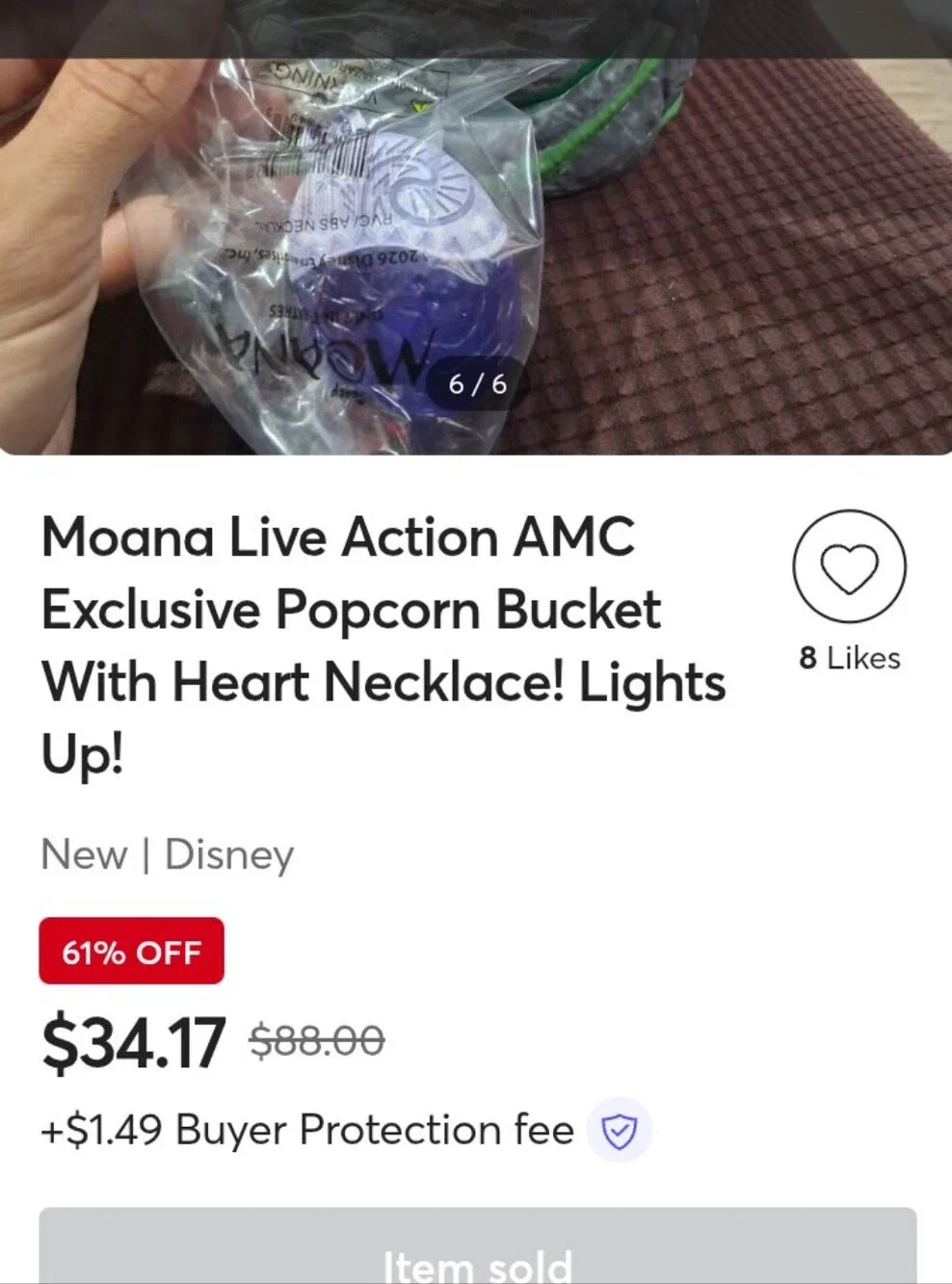 Exclusive Moana Live Action popcorn Bucket Necklace 💚🍿🎬🆕✨🎁